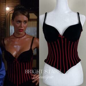 Extremely Rare Bustier ASO Phoebe Halliwell Charmed Black Red Pinstripe Corset